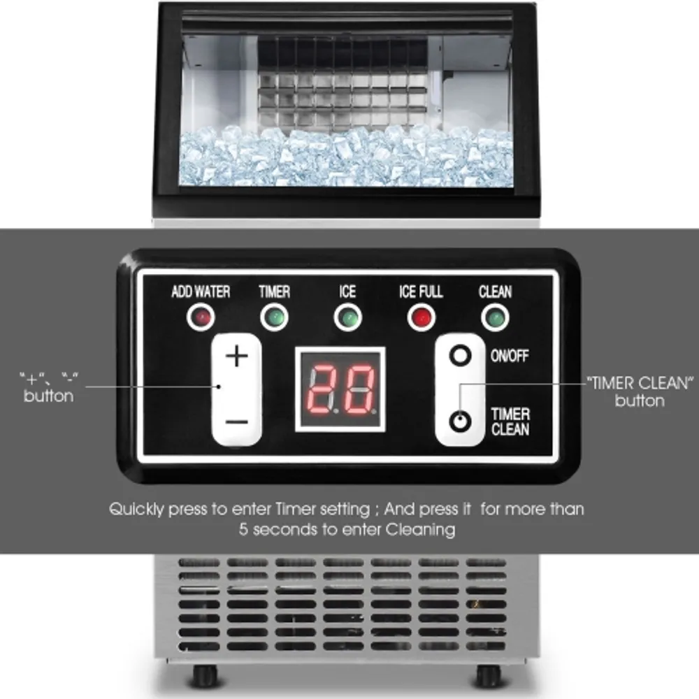 Costway Portable Ice Maker Machine Countertop 26Lbs/24H Self-cleaning w/  Scoop Silver 