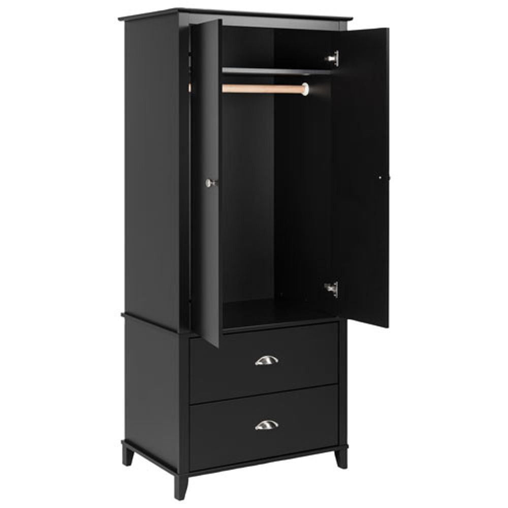 Yaletown Transitional 72" 2-Drawer Armoire - Black