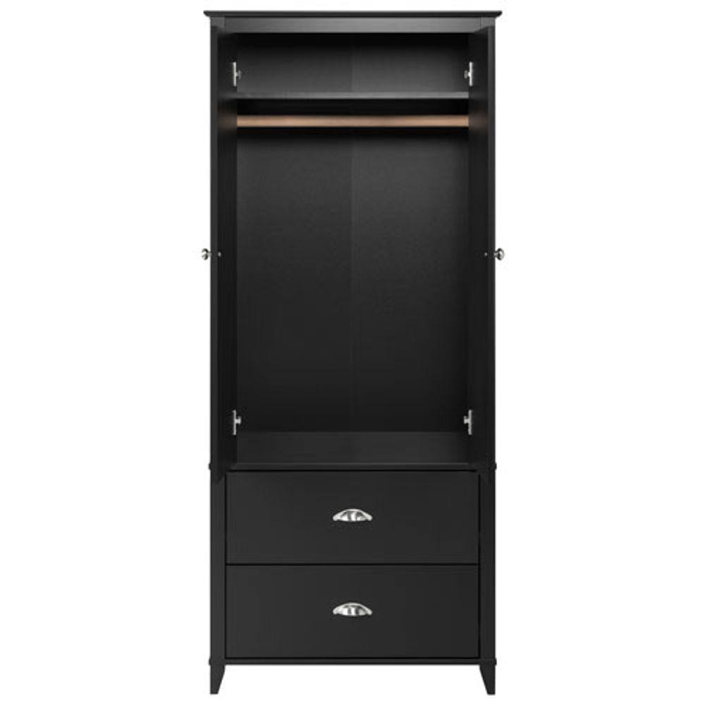 Yaletown Transitional 72" 2-Drawer Armoire - Black