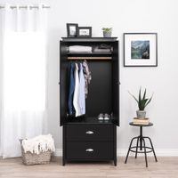 Yaletown Transitional 72" 2-Drawer Armoire - Black