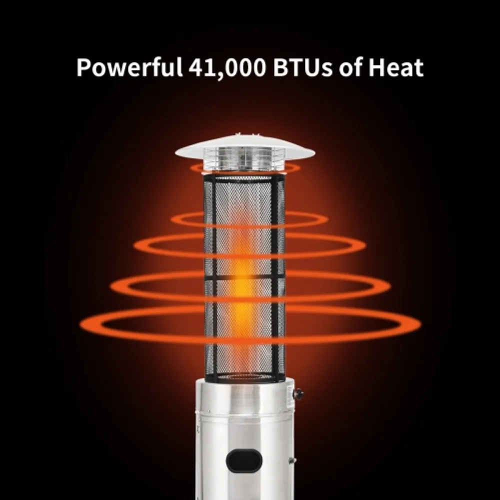 Costway 40000 BTU Patio Heaters Stainless Steel Round Propane Glass Tube  Flame W/Wheels | Scarborough Town Centre