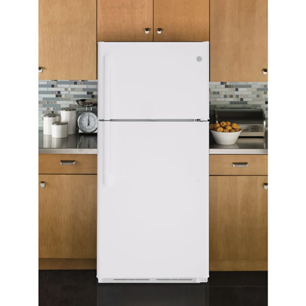 GE 30" 18 Cu. Ft. Top Freezer Refrigerator with LED Lighting (GTS18FTLKWW) - White