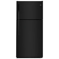 GE 30" 18 Cu. Ft. Top Freezer Refrigerator with LED Lighting (GTS18FTLKBB) - Black