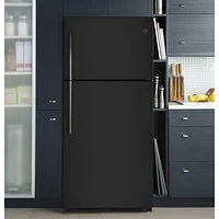 GE 30" 18 Cu. Ft. Top Freezer Refrigerator with LED Lighting (GTS18FTLKBB) - Black