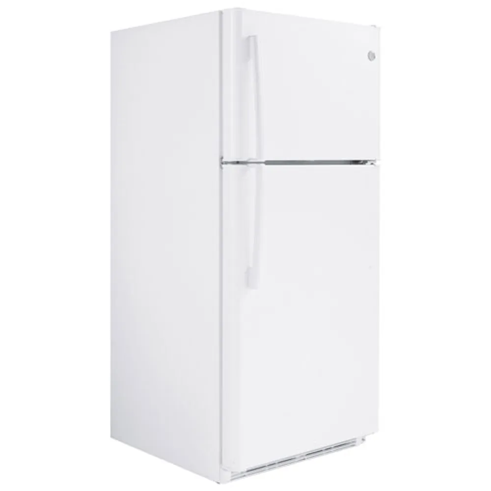 GE 30" 18 Cu. Ft. Top Freezer Refrigerator with LED Lighting (GTE18FTLKWW) - White