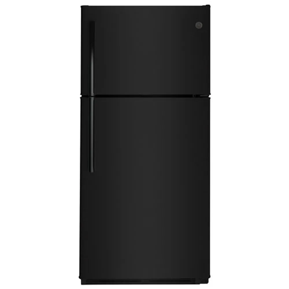 GE 30" 18 Cu. Ft. Top Freezer Refrigerator with LED Lighting (GTE18FTLKBB) - Black