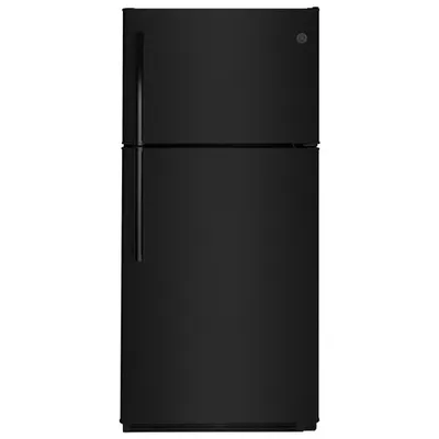 GE 30" 18 Cu. Ft. Top Freezer Refrigerator with LED Lighting (GTE18FTLKBB) - Black