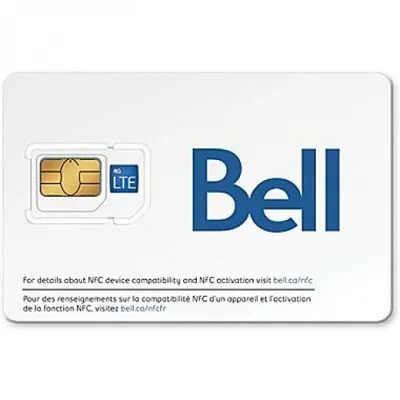 Bell Mobility CANADA LTE Multi Sim Card - Nano Micro Standard 3 in 1 Combo Size