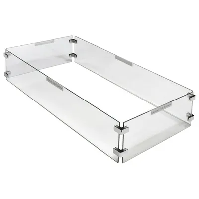 Pare-vent en verre pour table-foyer rectangulaire de Paramount