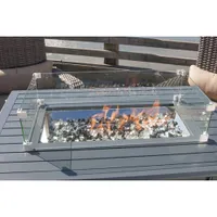 Paramount Rectangular Glass Fire Pit Table Wind Guard