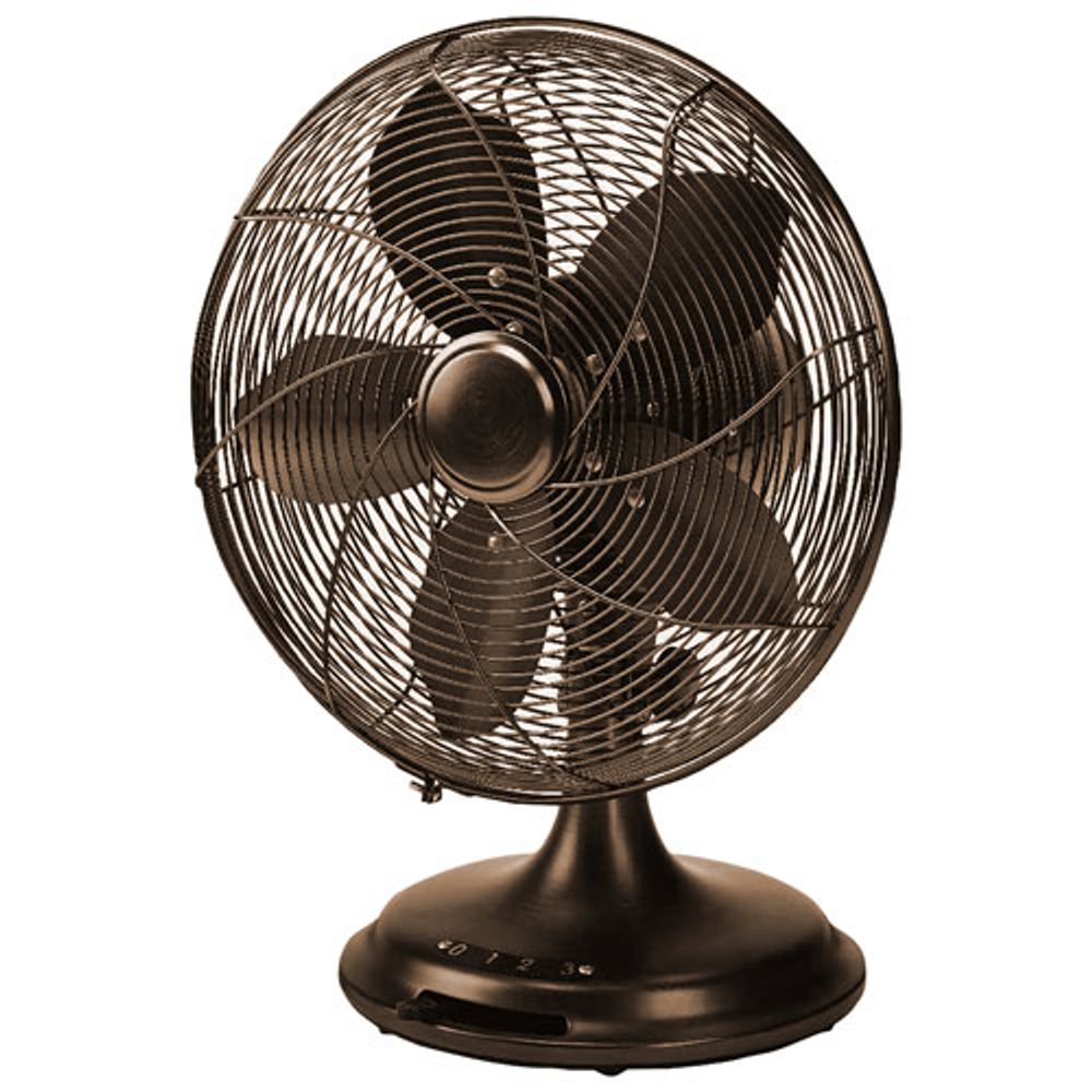 Ecohouzng Retro Oscillating Desk Fan - 12" - Black