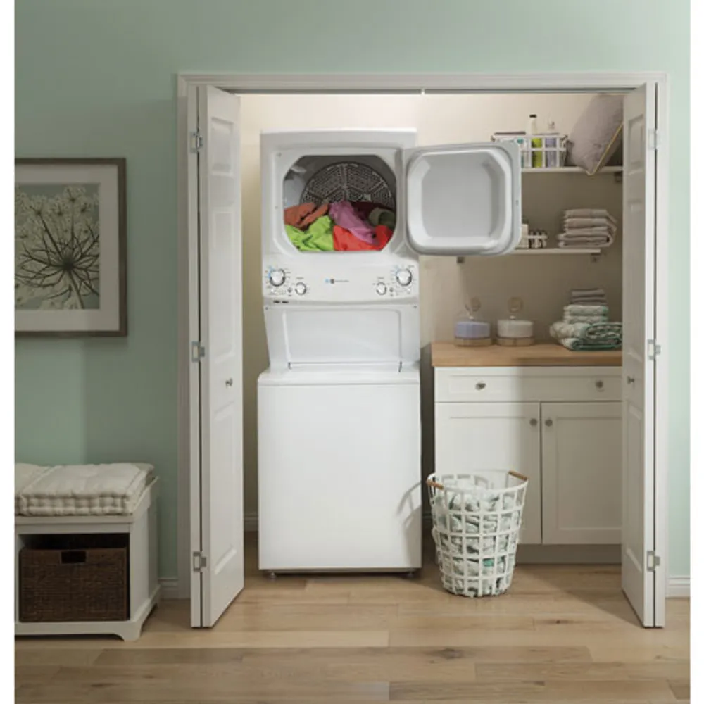 GE 4.5 Cu. Ft. Electric Washer & 5.9 Cu. Ft. Dryer Laundry Centre (GUD27EEMNWW) - White