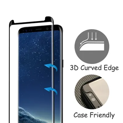 【CSmart】 Case Friendly 3D Curved Full Coverage Tempered Glass Screen Protector for Samsung S8, Clear