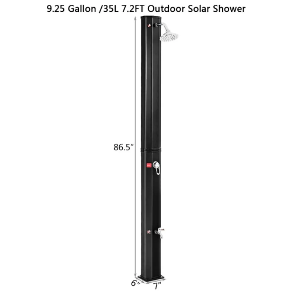 Costway 7.2 Ft 10 Gallon Solar Heated Shower W/adjustable Head