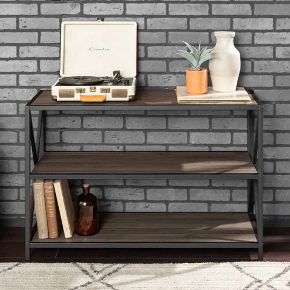 Winmoor Home 40" 2-Shelf MDF Bookcase - Slate Grey/Black Metal