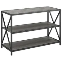 Winmoor Home 40" 2-Shelf MDF Bookcase - Slate Grey/Black Metal