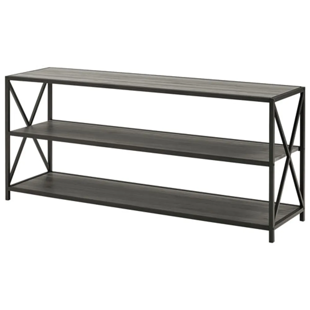 Winmoor Home 60" 2-Shelf MDF Bookcase - Slate Grey/Black Metal