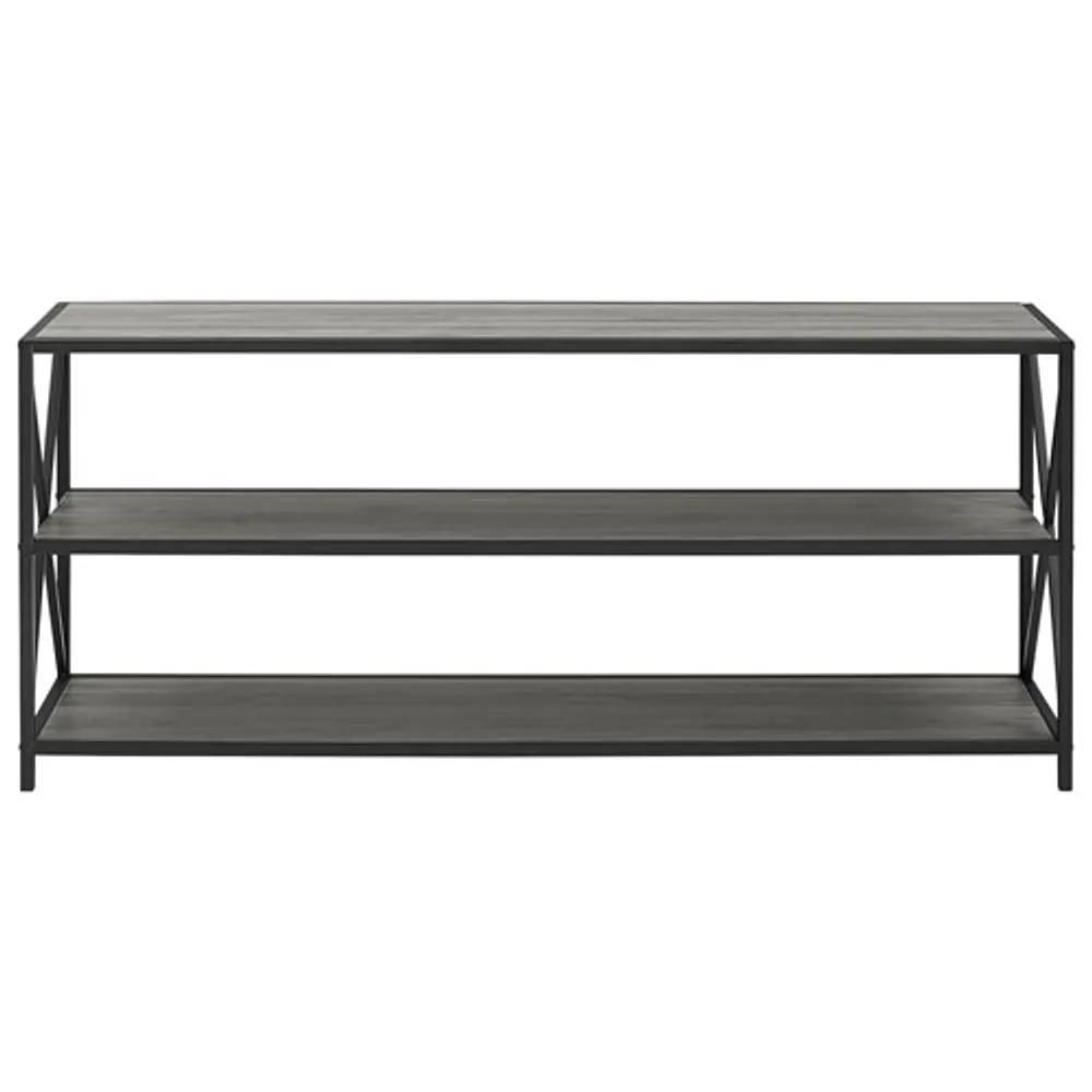 Winmoor Home 60" 2-Shelf MDF Bookcase - Slate Grey/Black Metal