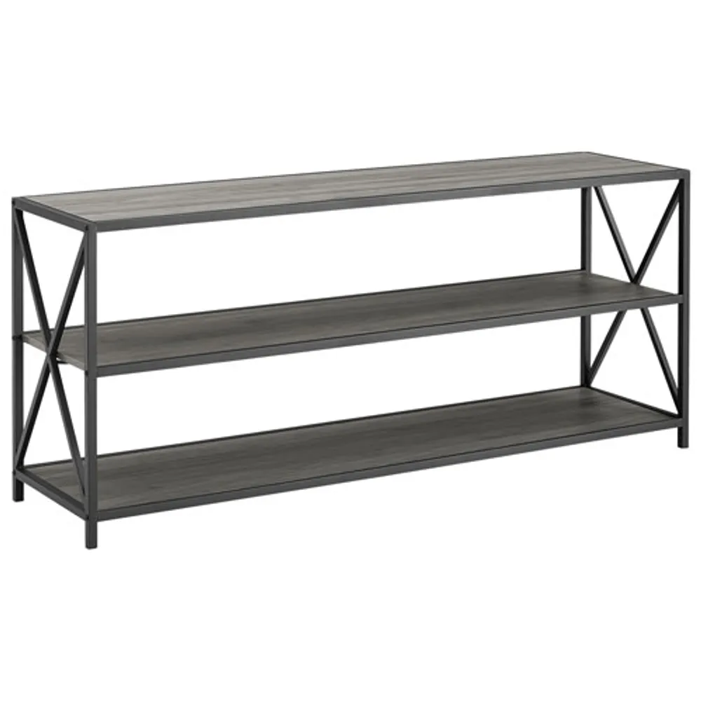 Winmoor Home 60" 2-Shelf MDF Bookcase - Slate Grey/Black Metal