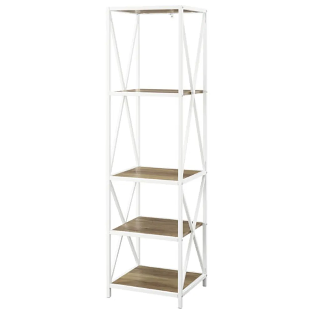 Winmoor Home 61" 4-Shelf MDF Bookcase - Rustic Oak/White Metal