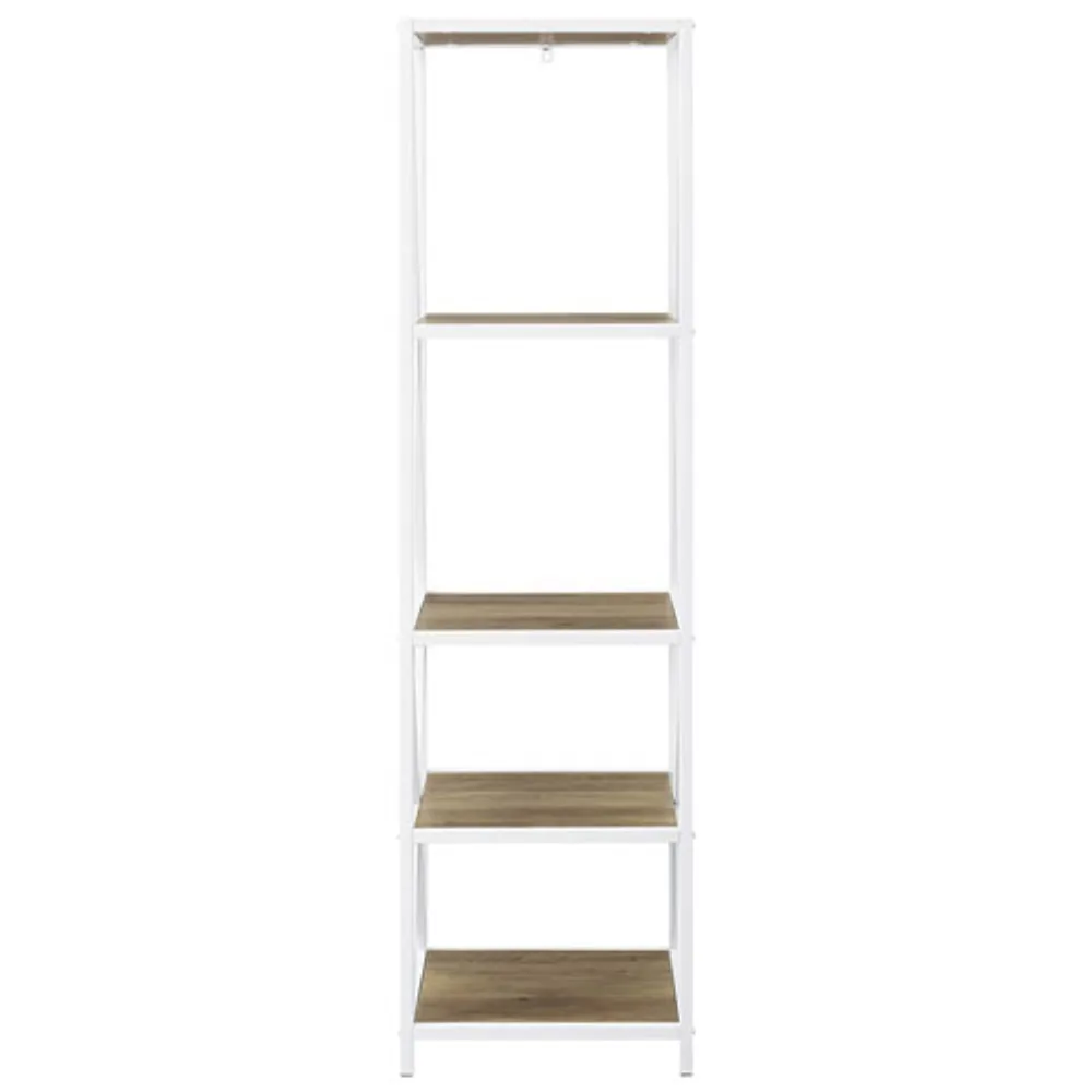 Winmoor Home 61" 4-Shelf MDF Bookcase - Rustic Oak/White Metal