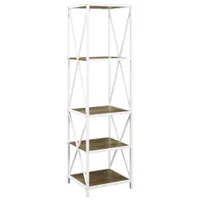 Winmoor Home 61" 4-Shelf MDF Bookcase - Rustic Oak/White Metal