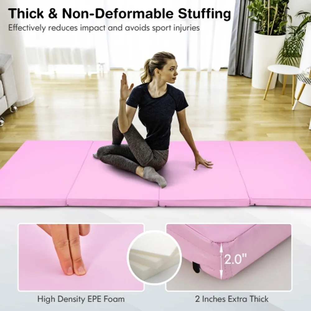 Costway 4'X 8'X 2'' Folding Gymnastics Exercise Mat w/Handle Aerobics Stretch Yoga