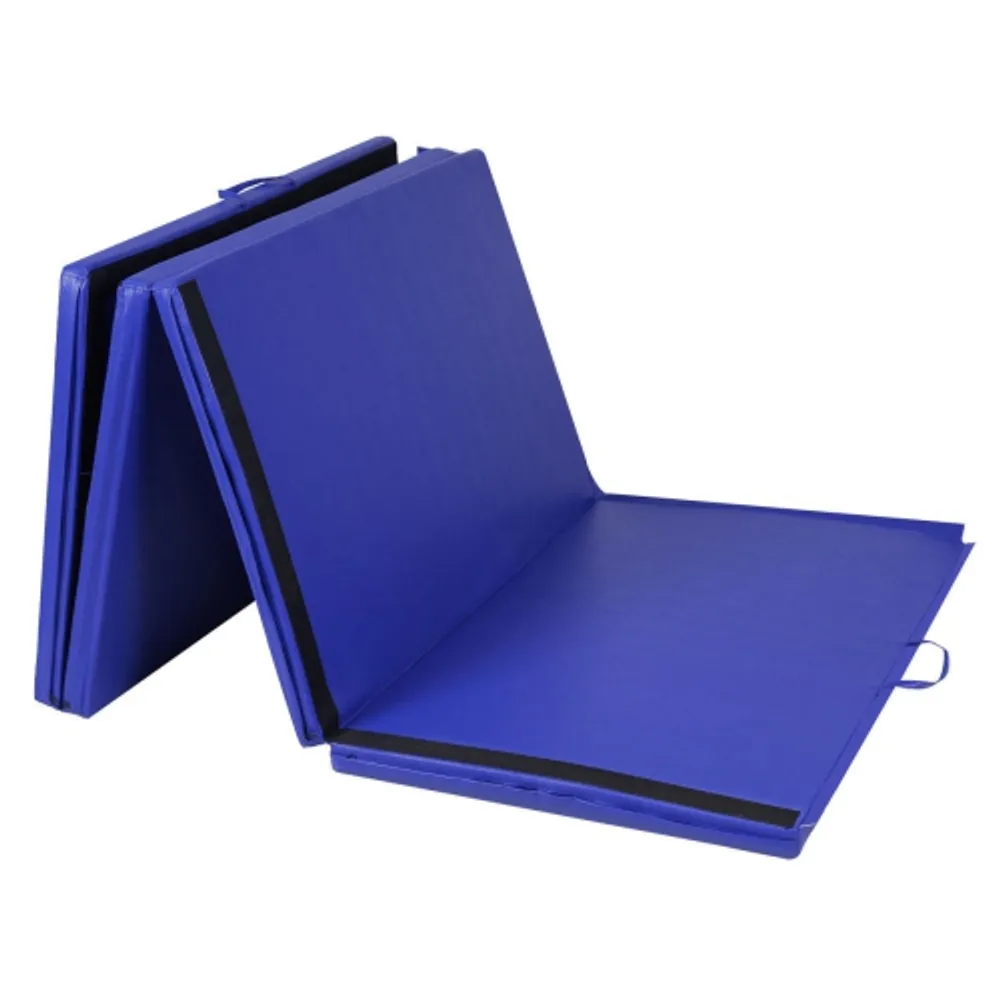 Gymax Blue 4'x10'x2'' Folding Exercise Gym Mats Stretching Yoga Gymnastics  Mat