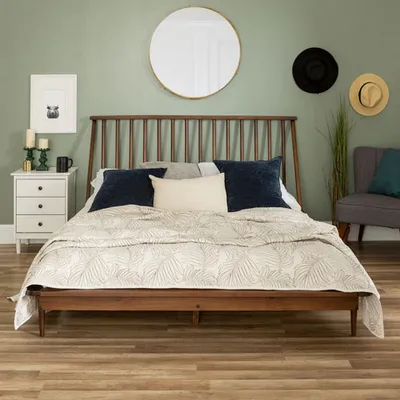 Spindle Headboard Platform Bed - Queen - Walnut