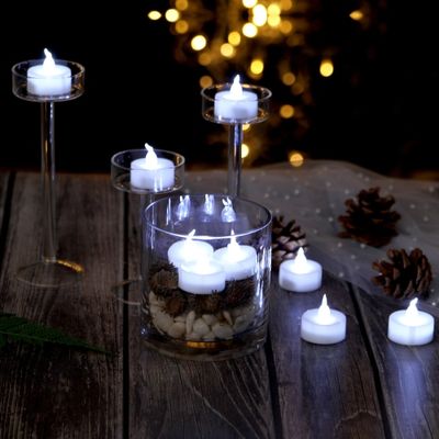 24pcs Cool White Flickering Flameless LED Tealight Candles with Timer (Auto 6 Hour on and 18 Hour Off After Turing On)