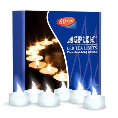 60 PCS Battery Operated Flameless No filcker Steady LED Tealights Candles - Cool White
