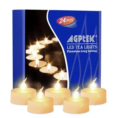 LED Candle Lights, 24PCS Battery-Operated Flameless Tealights For Home Wedding Birthday Party - Warm White