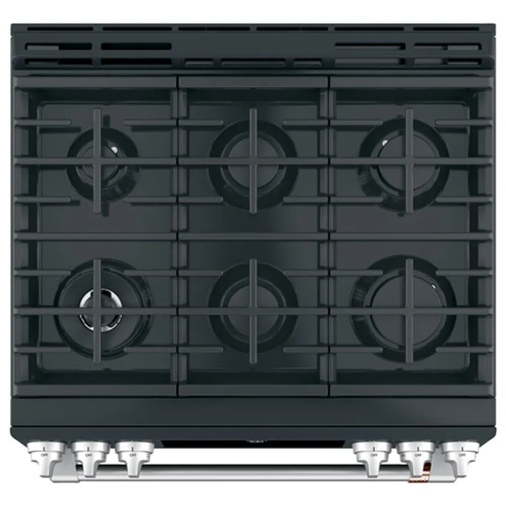 Café 30" 5.6 Cu. Ft. Self-Clean Convection 6-Burner Slide-In Gas Range (CCGS700P3MD1) - Black