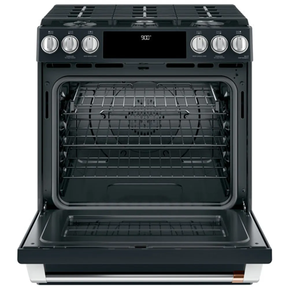 Cuisinière biénergie encastrable 6 brûleurs convection 5,7 pi³ 30 po Café (CC2S900P3MD1) - Noir mat