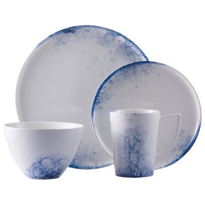 Brilliant 16-Piece Porcelain Dinnerware Set - Lexa White/Blue
