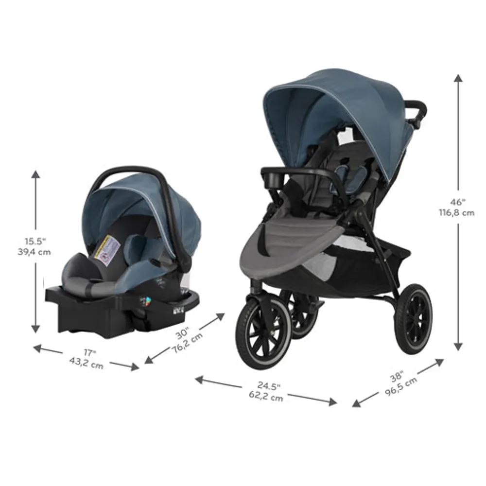 Système de voyage Folio3 Stroll & Jog avec siège d'auto pour bébé LiteMax 35 d'Evenflo - Horizon