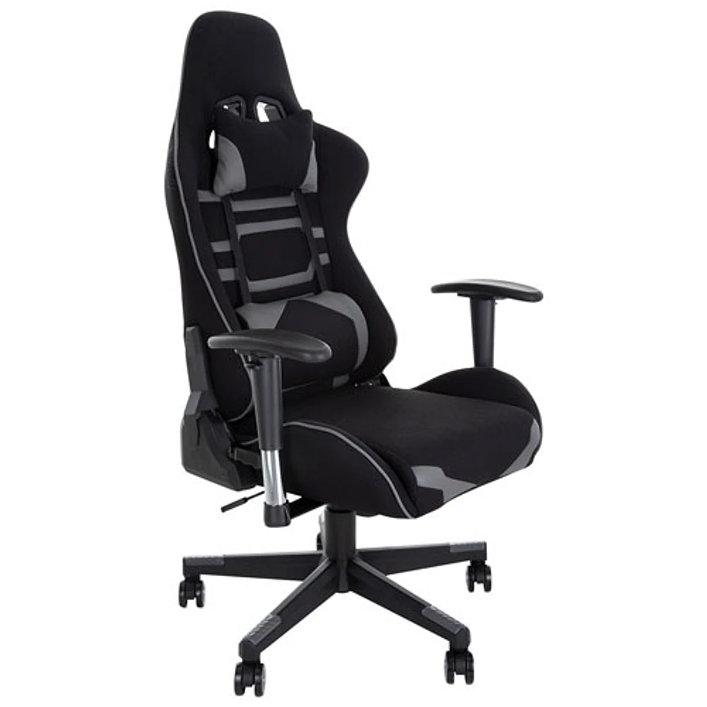 Brassex Fresno Ergonomic Fabric Gaming Chair with Tilt and Recline - Black/Grey