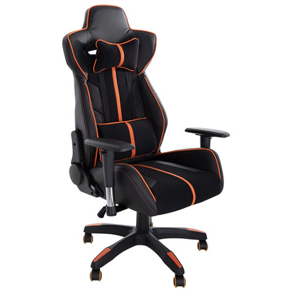 Brassex Milo Fabric Gaming Chair with Tilt and Recline - Black/Orange