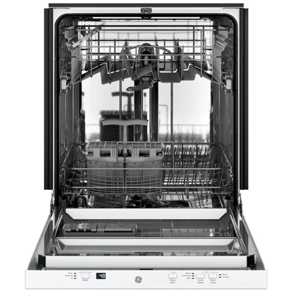 GE 24" 51dB Built-In Dishwasher with Stainless Steel Tub (GDT225SGLWW) - White