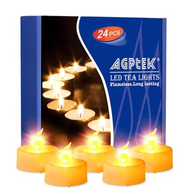 24pcs yellow LED Flameless Flickering Tealight Candle Battery-Operated For Wedding Holiday Party