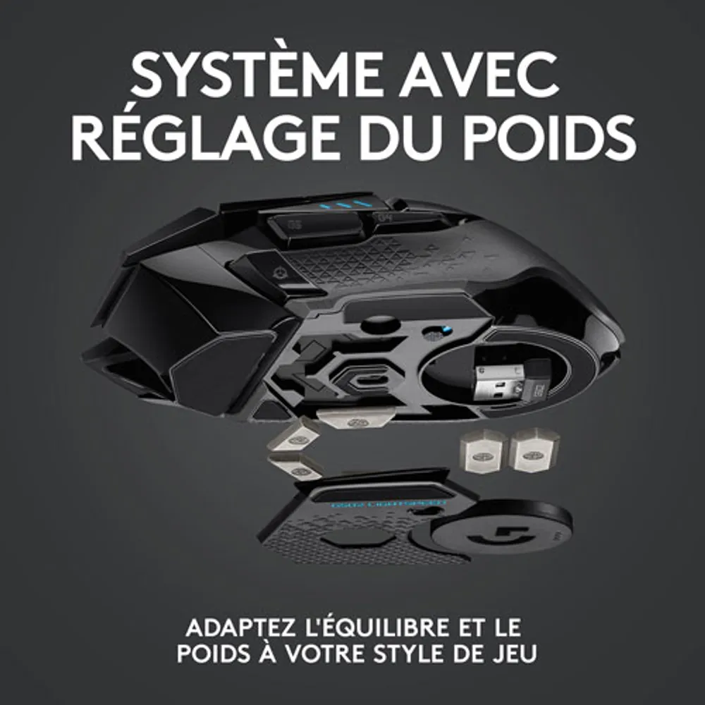 Souris de jeu optique sans fil de 25600 ppp G502 LIGHTSPEED de Logitech - Noir