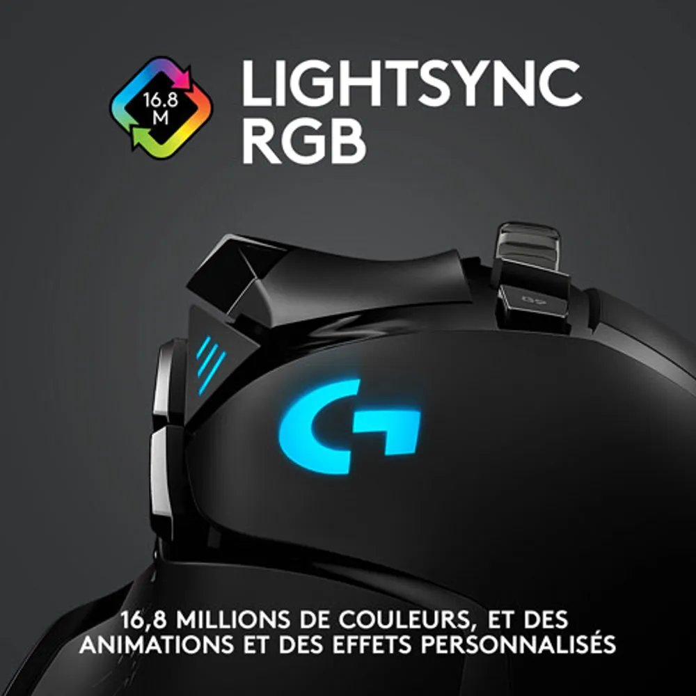 Souris de jeu optique sans fil de 25600 ppp G502 LIGHTSPEED de Logitech - Noir