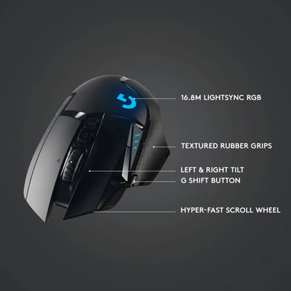 Souris de jeu optique sans fil de 25600 ppp G502 LIGHTSPEED de Logitech - Noir