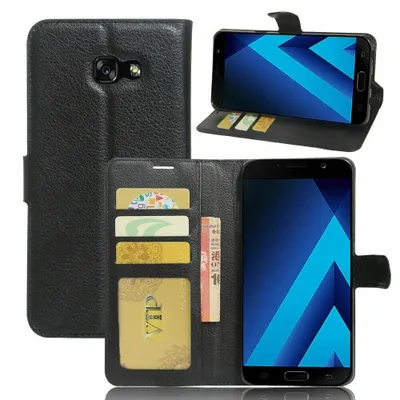 【CSmart】 Magnetic Card Slot Leather Folio Wallet Flip Case Cover for Samsung Galaxy A5 2017, Black