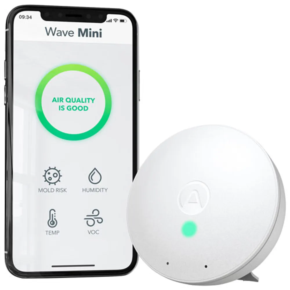 Airthings Wave Mini Indoor Air Quality Monitor with Mold-Risk Indication