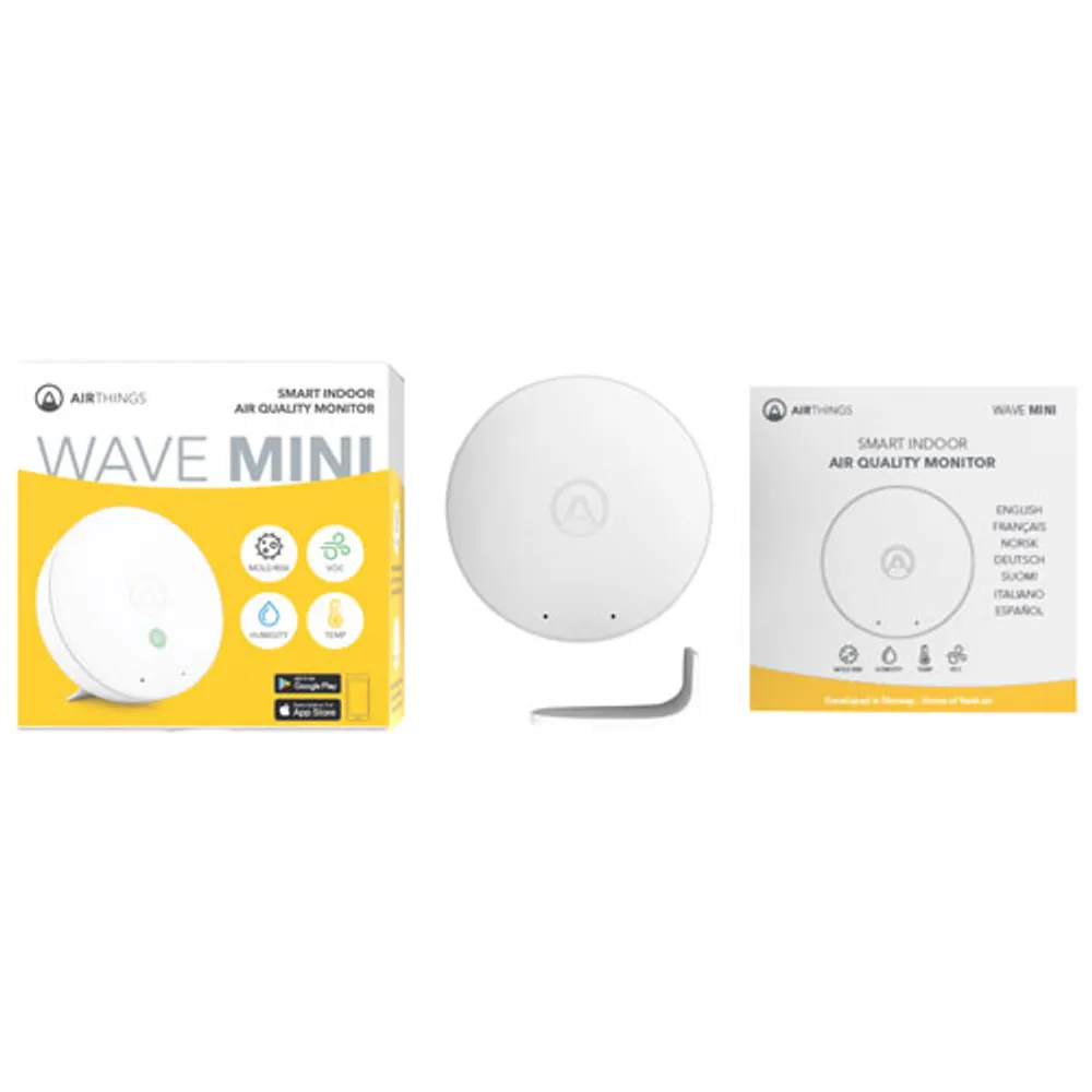 Airthings Wave Mini Indoor Air Quality Monitor with Mold-Risk Indication