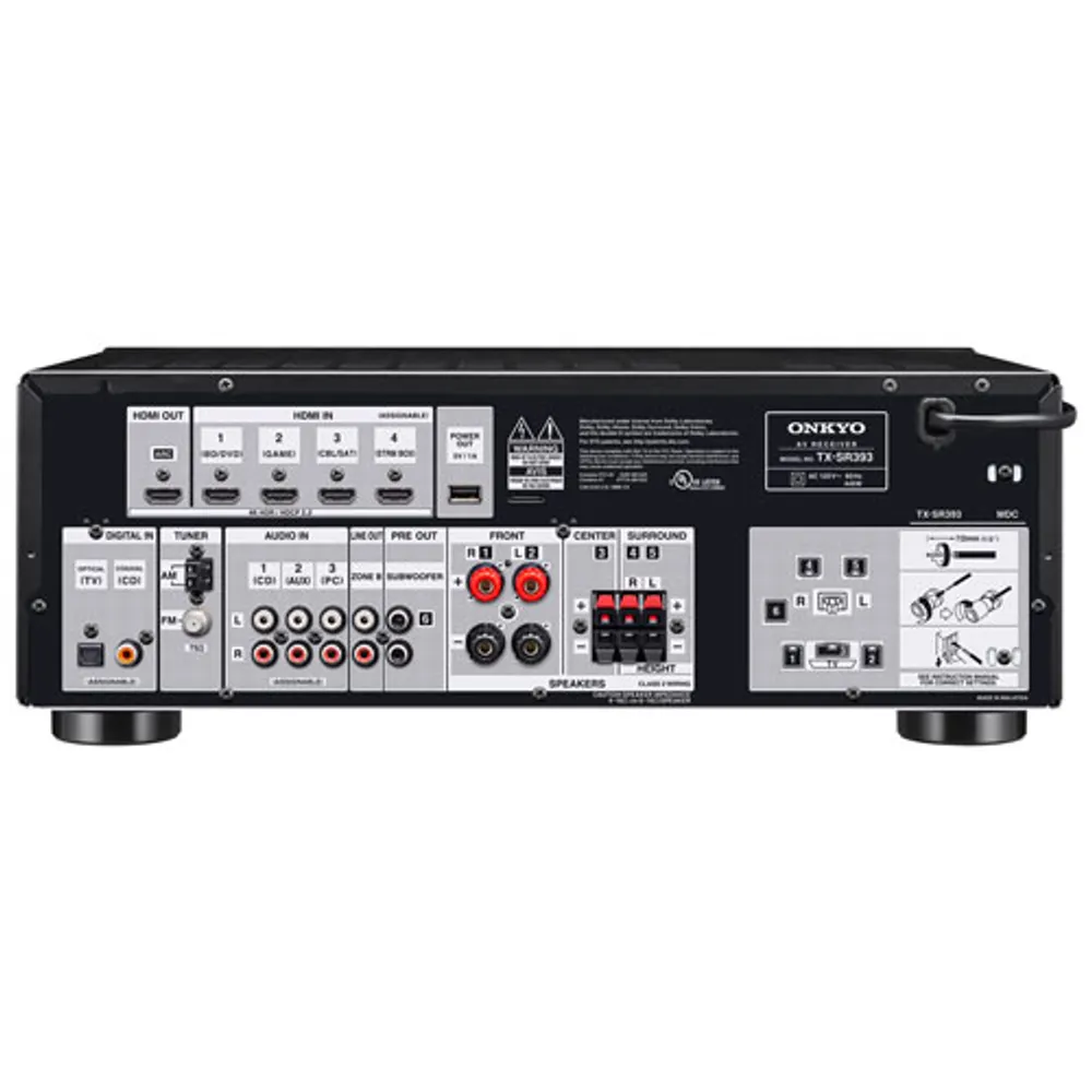 Onkyo TX-SR393 5.2 Channel 4K Ultra HD Atmos AV Receiver