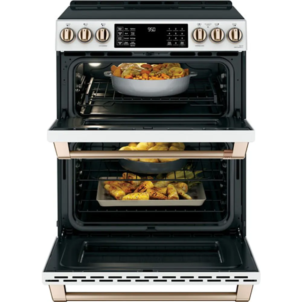 Café 30" Convection Double Oven 5-Element Slide-In Induction Range (CCHS950P4MW2) - Matte White