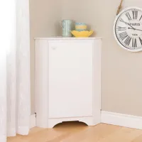 Elite Home Storage 36" 1-Shelf Composite Wood Corner Cabinet with Door - White