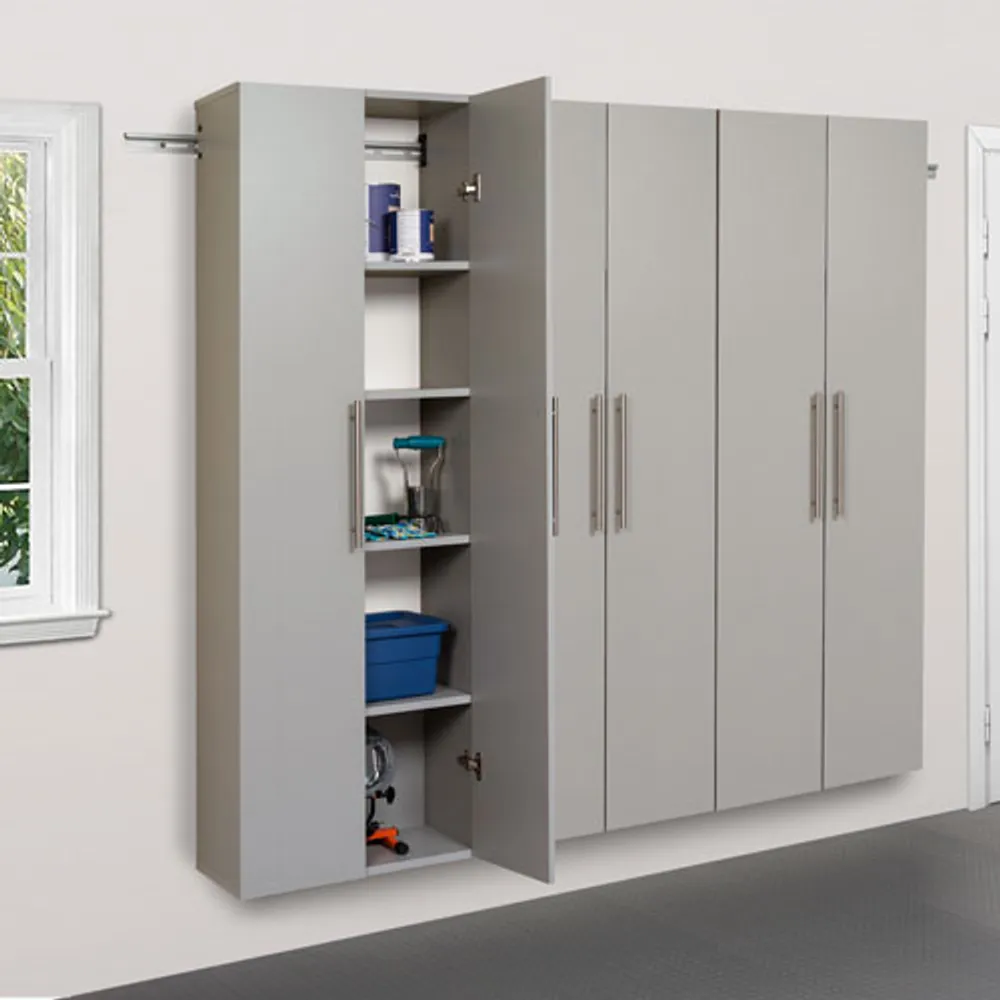 HangUps Home Storage 72" x 24" 4-Shelf Composite Wood Storage Cabinet with Doors - Light Grey